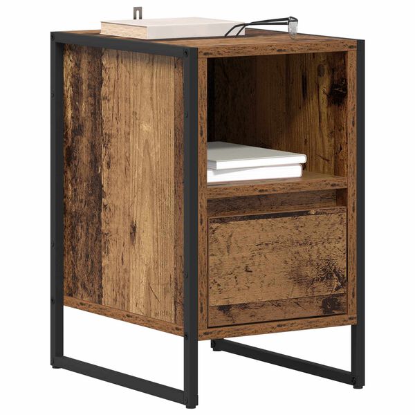 vidaXL Bedside Table Old Wood 39.5 x 30 x 50 cm Engineered Wood