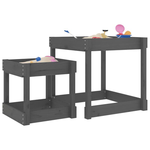 vidaXL Sand Tables 2 pcs Grey Solid Wood Pine