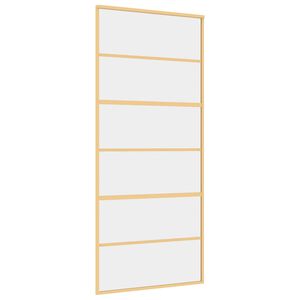 vidaXL Sliding Door Gold 90x205 cm Clear ESG Glass and Aluminium