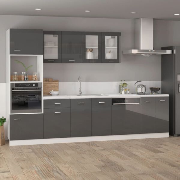 vidaXL Hanging Cabinet Lyon High Gloss Grey 39.5x31x60 cm Engineered Wood