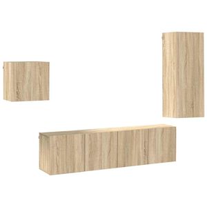 vidaXL 4 Piece TV Wall Units Sonoma Oak Engineered Wood