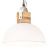 vidaXL Industrial Hanging Lamp White Round 32 cm E27 Solid Mango Wood