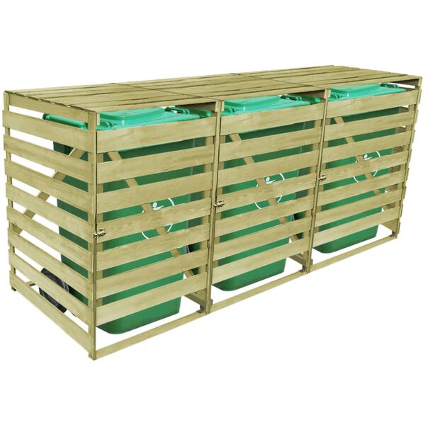 vidaXL Triple Wheelie Bin Shed 240 L Impregnated Wood