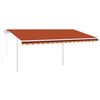 vidaXL Manual Retractable Awning with LED 4.5x3.5 m Orange and Brown
