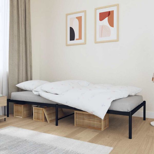 vidaXL Metal Bed Frame without Mattress Black 90x200cm