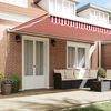 vidaXL Retractable Awning Red and white 500 x 300 cm Fabric, Metal