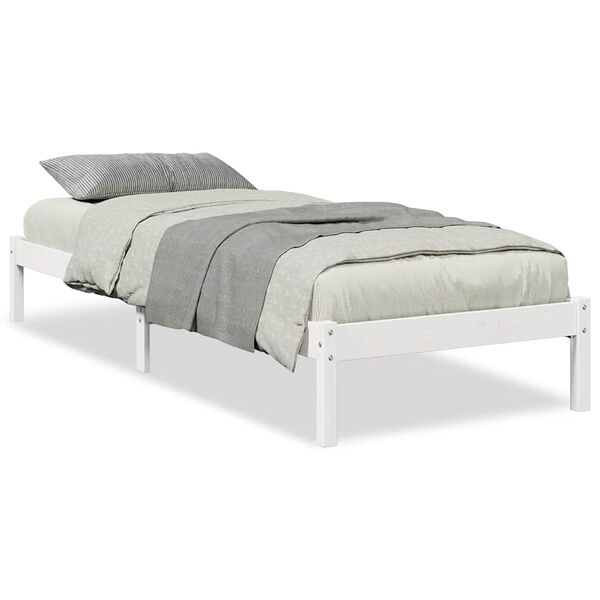vidaXL Extra Long Bed Frame without Mattress White 90x210 cm Solid Wood Pine