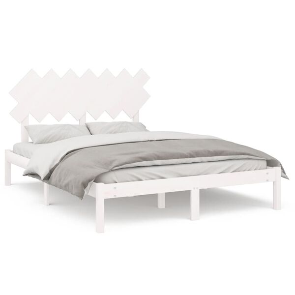 vidaXL Bed Frame without Mattress White 140x190 cm Solid Wood