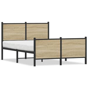 vidaXL Metal Bed Frame without Mattress Sonoma Oak 120x190 cm Small Double