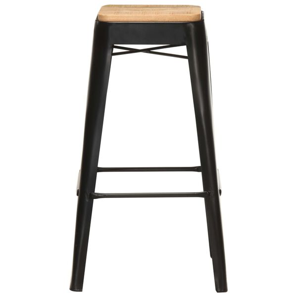 vidaXL Bar Stools 4 pcs Black Solid Mango Wood