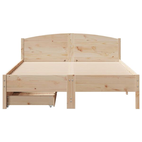 vidaXL Bed Frame without Mattress 150x200 cm King Size Solid Wood Pine