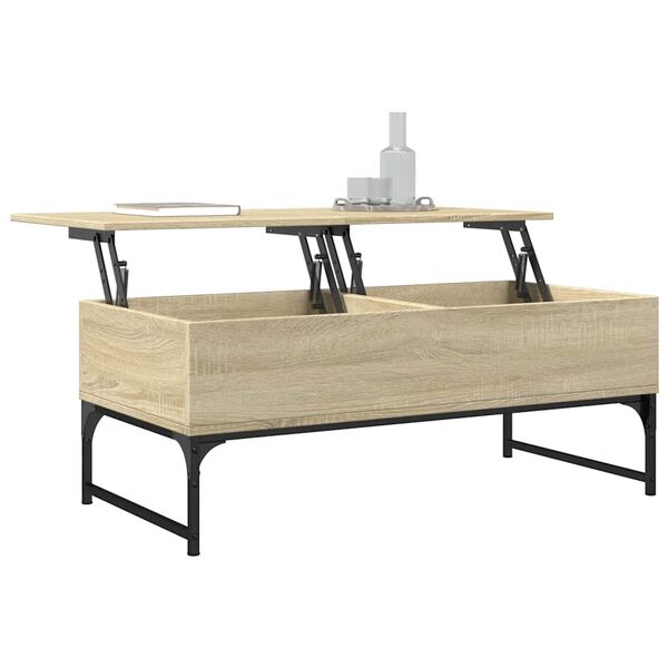 vidaXL Coffee Table Sonoma Oak 100x50x40 cm Engineered Wood and Metal