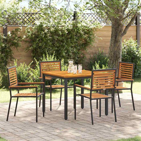 vidaXL Garden Dining Set 5 pcs Black and Brown Poly Rattan
