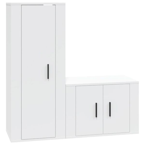 vidaXL 2 Piece TV Cabinet Set White Engineered Wood