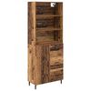 vidaXL Highboard with Drawer 2 pcs Old Wood Engineered Wood and Glass