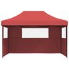vidaXL Foldable Party Tent Pop-Up with 3 Sidewalls Burgundy
