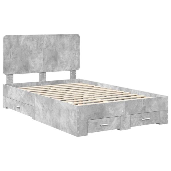 vidaXL Bed Frame Concrete Grey 120 x 200 cm Engineered Wood