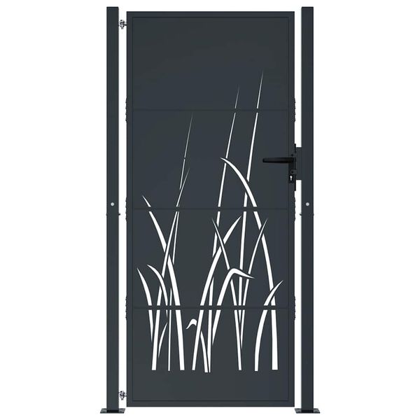 vidaXL Garden Gate Anthracite 100x175 cm Steel Grass Design