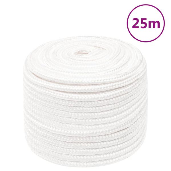 vidaXL Boat Rope Full White 12 mm 25 m Polypropylene