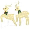 vidaXL LED Reindeers 2 pcs Warm White 45 x 19 x 65 cm Fabric
