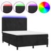 vidaXL Box Spring Bed with Mattress&LED Black 140x190 cm Velvet