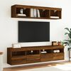 vidaXL TV Wall Cabinet with LED Lights Brown Oak 80x30x40 cm