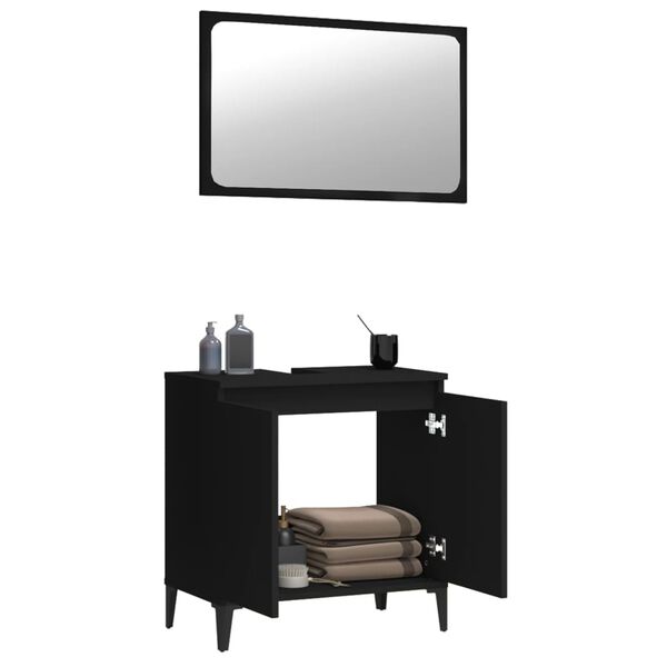 vidaXL 2 Piece Bathroom Furniture Set Black Engineered Wood
