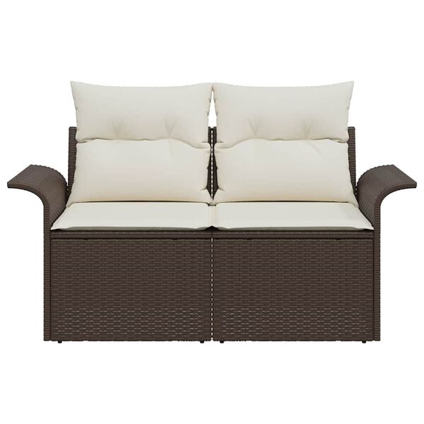 vidaXL Garden Sofa with Cushion Brown 141 x 62 x 69cm Poly Rattan