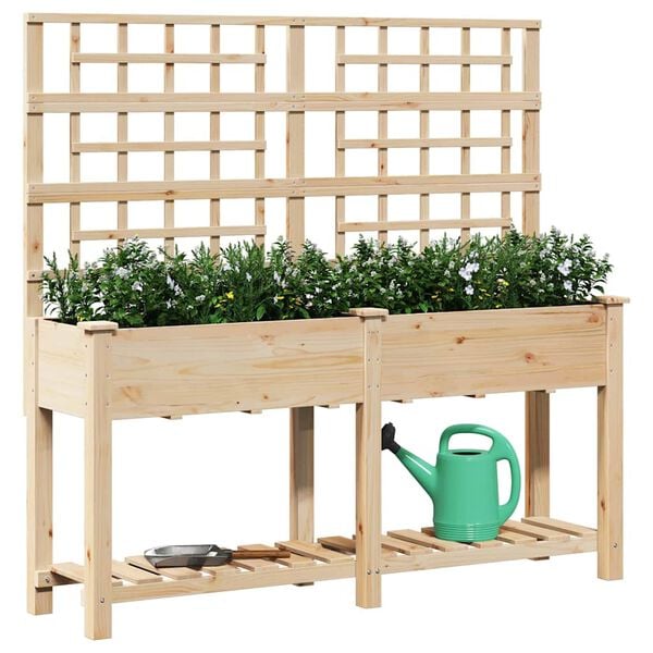 vidaXL Garden Planter Beige 161 x 46 x 152.5 cm Solid Fir Wood