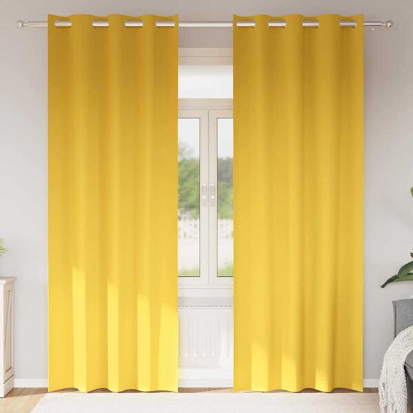 vidaXL Blackout Curtains with Rings 2 pcs Mustard Yellow 225 x 140 cm