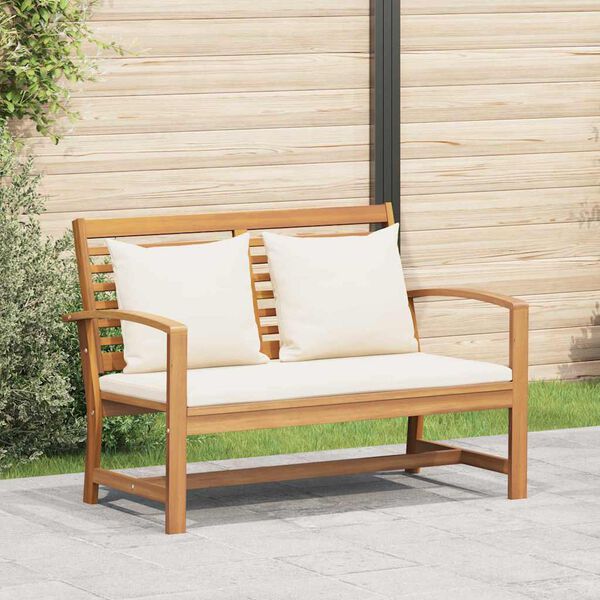 vidaXL Bench Brown and Cream 110 x 66 x 76 cm Solid Teak Wood