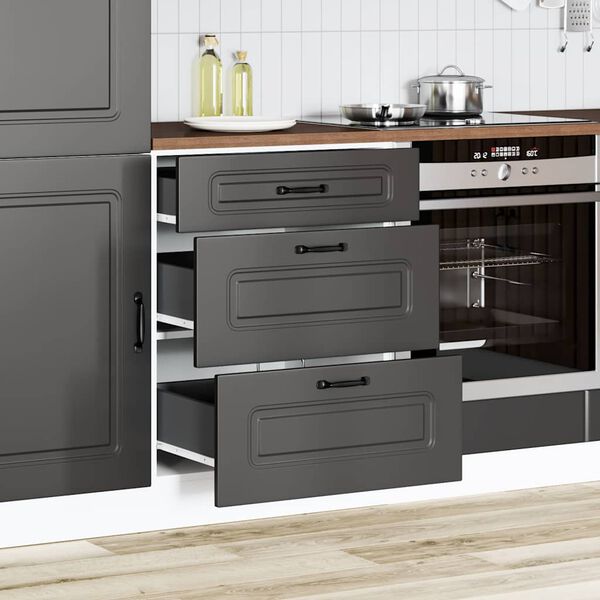 vidaXL Kitchen Base Cabinet "Kalmar" Black Engineered Wood