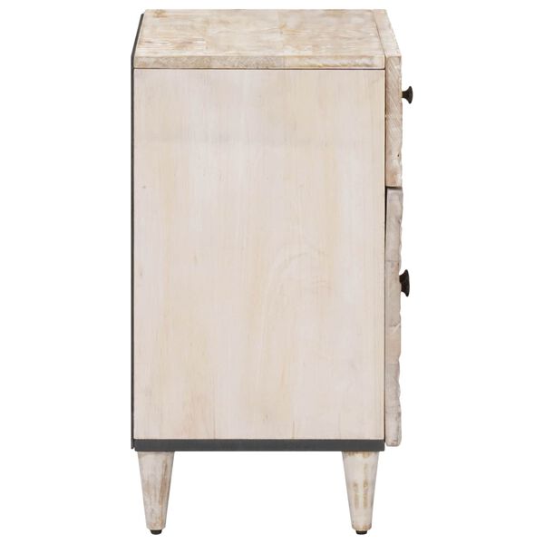 vidaXL Bed cabinet with Drawer White 50 x 33 x 60 cm Solid Mango Wood