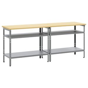 vidaXL Work Bench Set 2 pcs Beige and Grey Powder-Coated Steel
