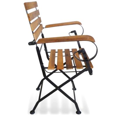 vidaXL Folding Garden Chairs 2 pcs Steel and Solid Acacia Wood