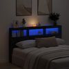 vidaXL Headboard Cabinet with LED Black Oak 180x17x102 cm
