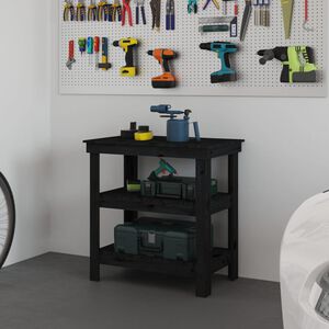 vidaXL Work Bench Black 78.5x50x80 cm Solid Wood Pine