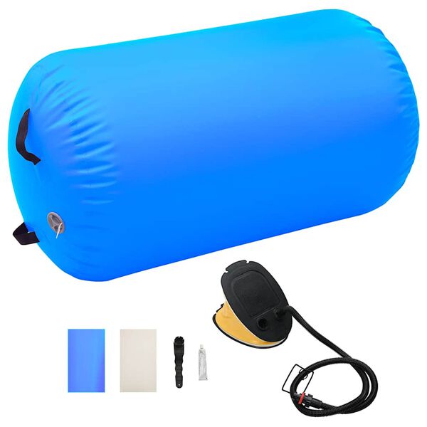 vidaXL Inflatable Gymnastic Roll with Pump 100x60 cm PVC Blue