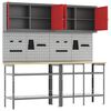 vidaXL Work Bench Set with Shelf 8 pcs Grey 200 x 55 x 200 cm Steel
