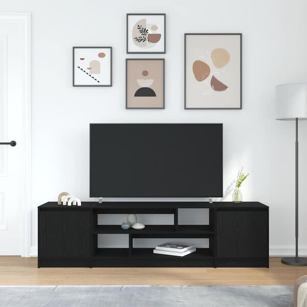 vidaXL TV Cabinet Black Oak 188.5x41x50 cm Engineered Wood