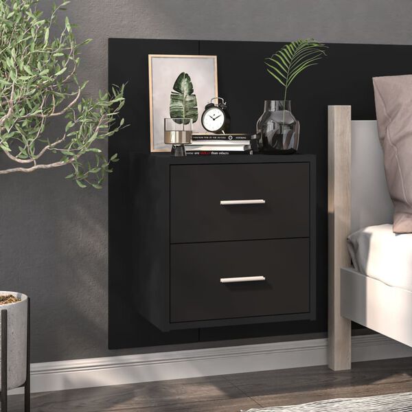 vidaXL Wall-mounted Bedside Cabinet Black