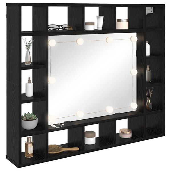 vidaXL Mirror Cabinet Black Oak 91 x 15 x 76.5 cm Engineered Wood