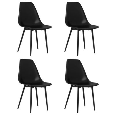 vidaXL Dining Chairs 4 pcs Black PP