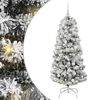 vidaXL Artificial Hinged Christmas Tree Green and White 150 cm