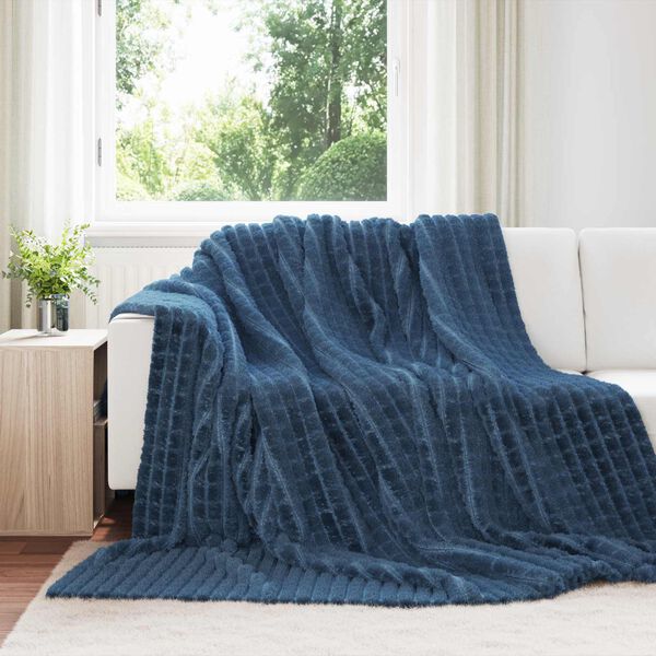 vidaXL Throw Blanket Navy Blue 240 x 220 cm Fleece