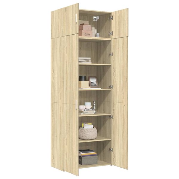 vidaXL Storage Cabinet Sonoma Oak 80x42.5x225 cm Engineered Wood