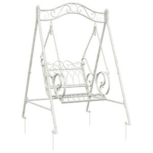 vidaXL Swing Bench Steel 113 x 121.5 x 168 cm Antique White