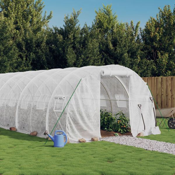 vidaXL Greenhouse with Steel Frame White 42 m&sup2; 14x3x2 m