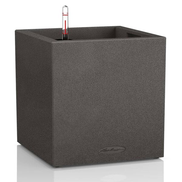 LECHUZA Planter CANTO Stone 30 Low ALL-IN-ONE Graphite Black