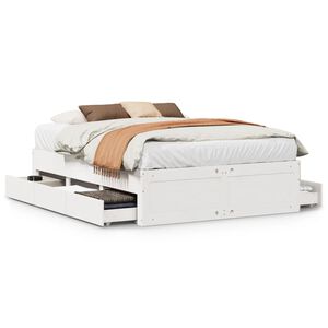 vidaXL Bed Frame without Mattress with Drawers White 160x200 cm Solid Wood Pine